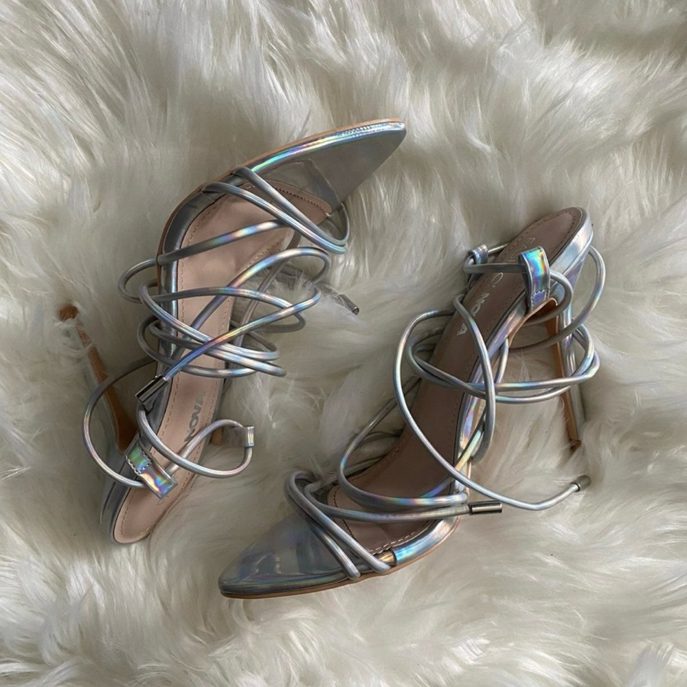 Fashion Nova Iridescent Strappy Heels